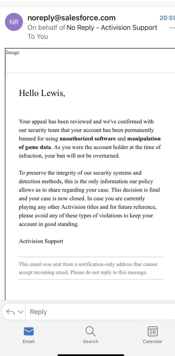 Garynorcottgolf's tweet photo. @ATVIAssist my son plays COD &amp; FIFA and gets this out of the blue. A ban? No explanation at all. Can any @PlayStation  @AskPlayStation @Activision can anyone help? #bannedfornoreason #ridiculous @Norkyyyy https://t.co/FeKHbo9Wxm