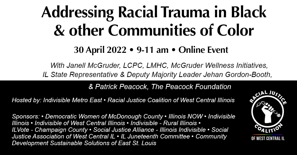 NWSOFA's tweet photo. Please Att3end ... Build Bridges not Walls - the Racial Justice Coalition/ACLU of IL - Peoria Presents Addressing Racial Trauma in Black &amp; Other Communities of Color -April 30th, Sat @ 9 AM CST Panel and Presentation by Racial Justice : https//conta.cc/3rUXq24 https://t.co/W9NB0LdUuN