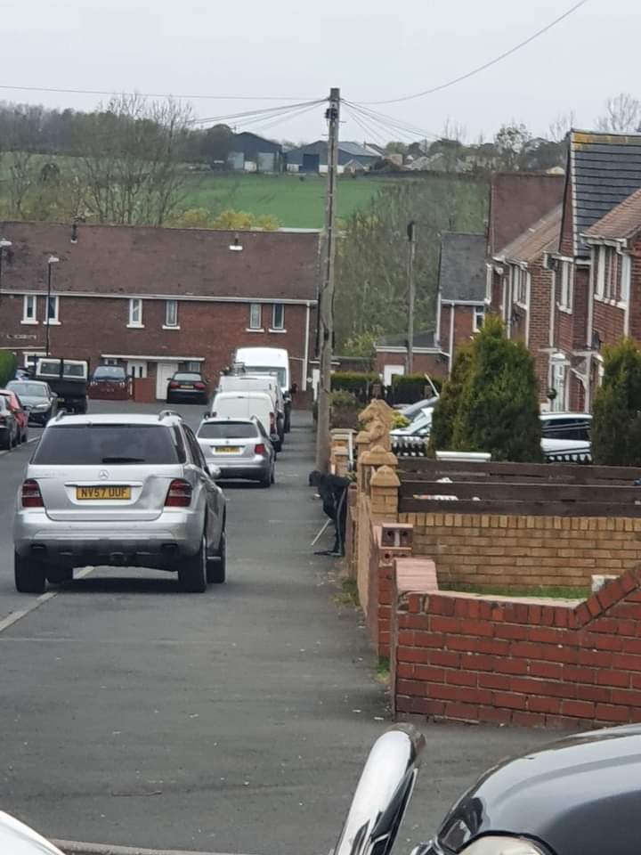 missglasgow88's tweet photo. Out the house at 5am to check if the car was frozen and I saw this bloke leaning on a wall with a walking stick, just came out the door at 6:40 &amp; he's still there, shouted mate you alright no reply I walked down to check on him &amp; its a smashed trampoline net hanging over the wall https://t.co/stPh9xbJTN