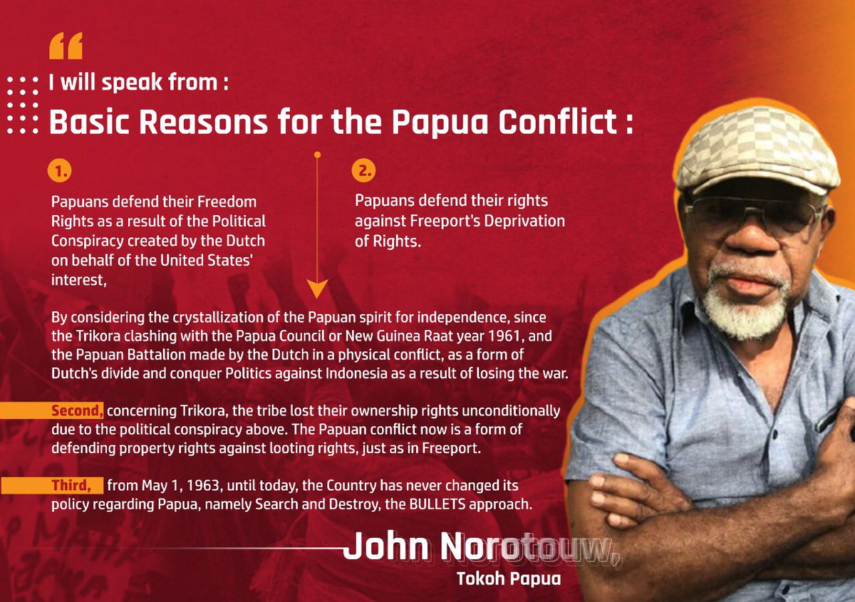 dutaberliner's tweet photo. John Norotouw one of the figure leader in Papua speaks about principal reasons of the Papua conflict. 
#papua #westpapua #nkri #indonesia #opm #otsus #ppijerman #ppiberlin https://t.co/5WvgDhVHE1