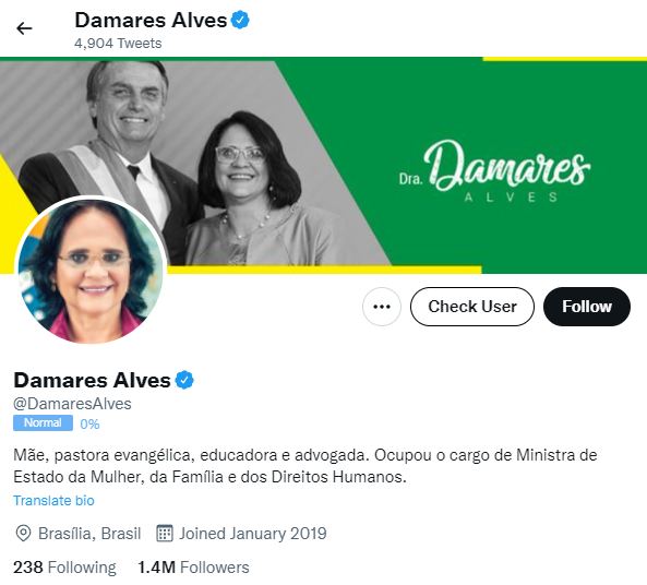 cbouzy's tweet photo. 🤖Exclusive: We analyzed the recent followers of 5 Bolsonaro allies, and here is what we discovered.

Damares Alves: 39,863 newly created accounts since Monday.

Accounts: https://t.co/9pyVJ0Durl https://t.co/xjlrNwS9cM