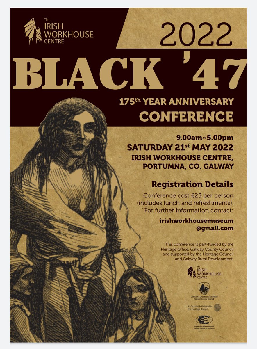 Important Conference coming soon.
To secure your place contact the IWC @ irishworkhousemuseum@gmail.com
<a href="/HistIreHedge/">History Ireland</a> 
<a href="/GalwayCoCo/">Galway County Council</a> 
<a href="/HeritageHubIRE/">The Heritage Council</a> 
@heritageireland 
<a href="/FamineEviction/">IrishFamineEviction</a> 
<a href="/DunbrodyShip/">Dunbrody Famine Ship</a> 
<a href="/Archaeology_Irl/">Archaeology Irl Mag</a> 
#black47