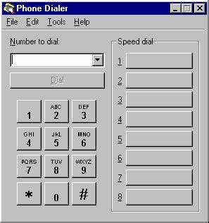 Screenshot of Windows 95 phone dialer app