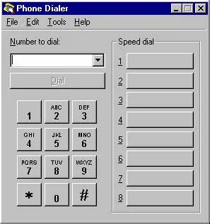 Screenshot of Windows 95 phone dialer app