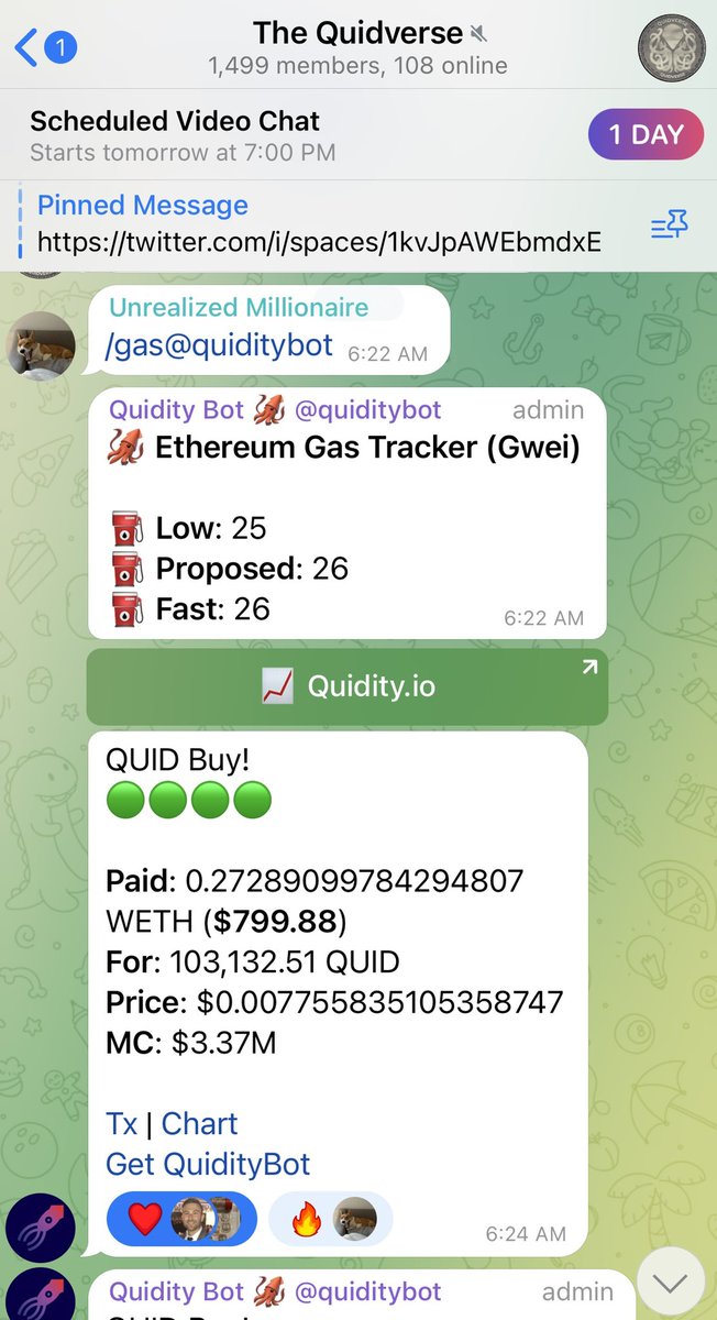 Two BIG events ahead of us!🔥Don’t miss out on a chance to win $250 at tonight’s #Gamenight on the #Quidverse #Discord >> discord.gg/quidika

PLUS!

Tomorrow’s AMA @ 8pm EST on our Telegram chat!>> t.me/quidika 

A LOT of buys rolling in prior to our AMA!👀🦑