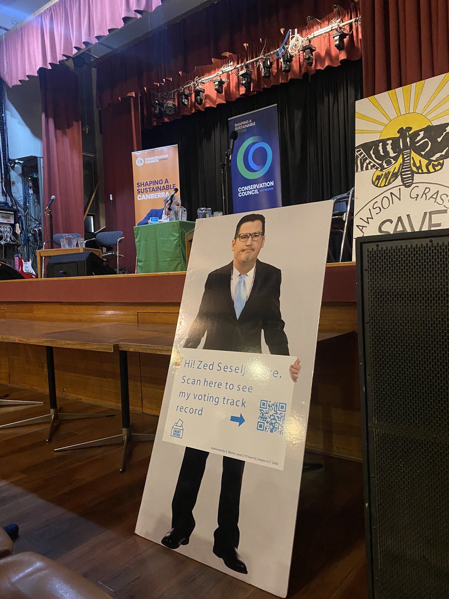 SmartVoting2022's tweet photo. Zed Seselja has failed to attend 5 ACT candidates’ forums! Extraordinary arrogance.
Good thing life-size Zed has turned up.
#DumpZed https://t.co/NGxWlmT35i