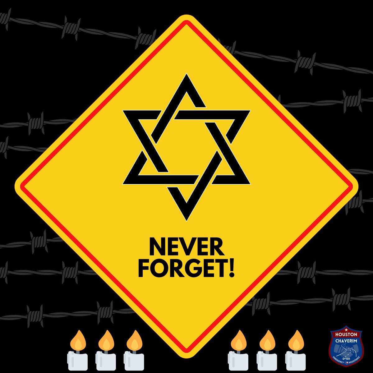 HoustonChaverim's tweet photo. Today we remember our 6 million brothers &amp; sisters who were murdered during the Holocaust. 
May their memory be a blessing and may we all bring light to the world by doing good deeds for one another.

#NeverForget 
#YomHaShoah2022 
#HolocaustRemembranceDay https://t.co/kt2ZbBQFhx