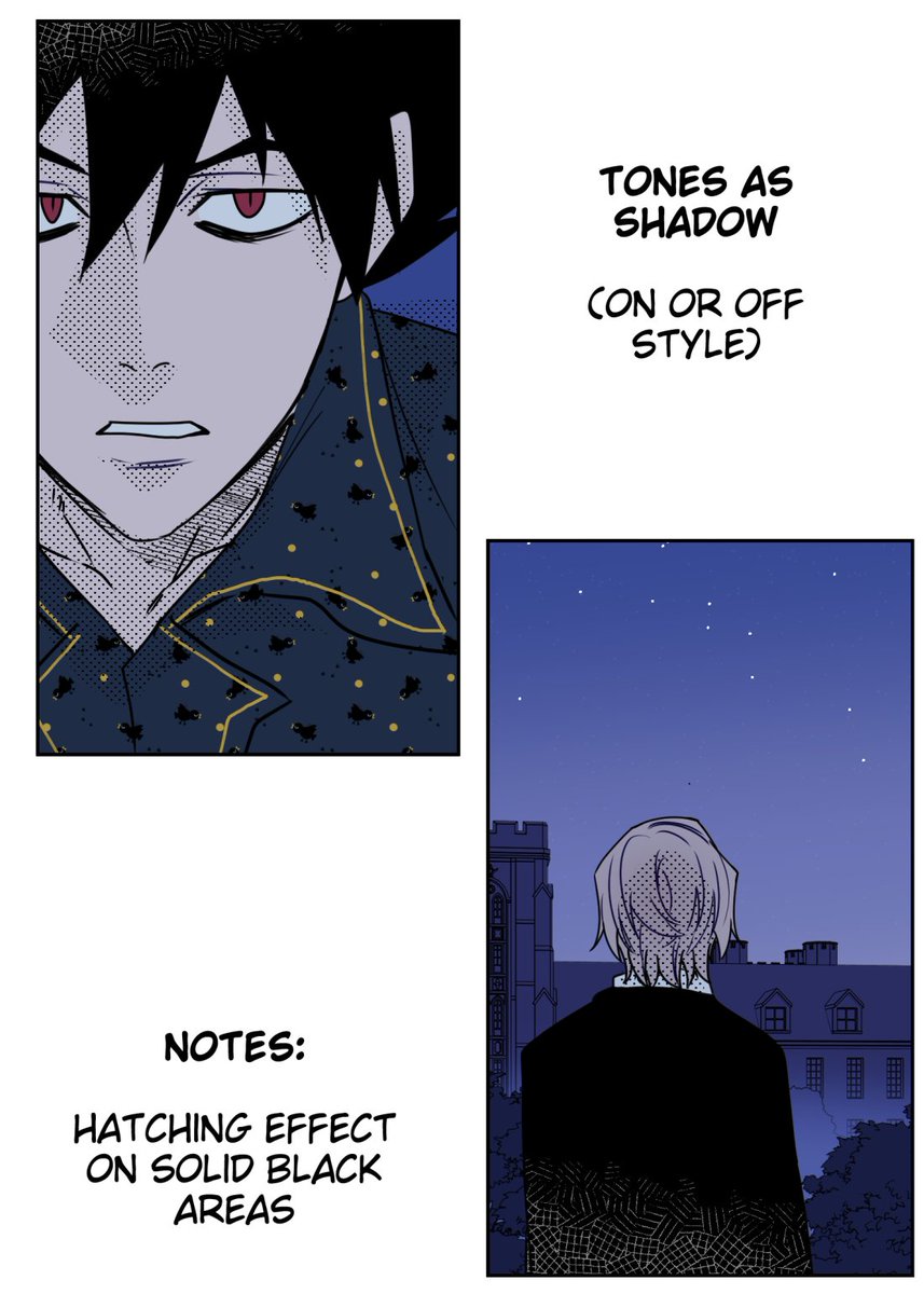 some webtoon coloring style ideas (2/2) - using stylized shadows 