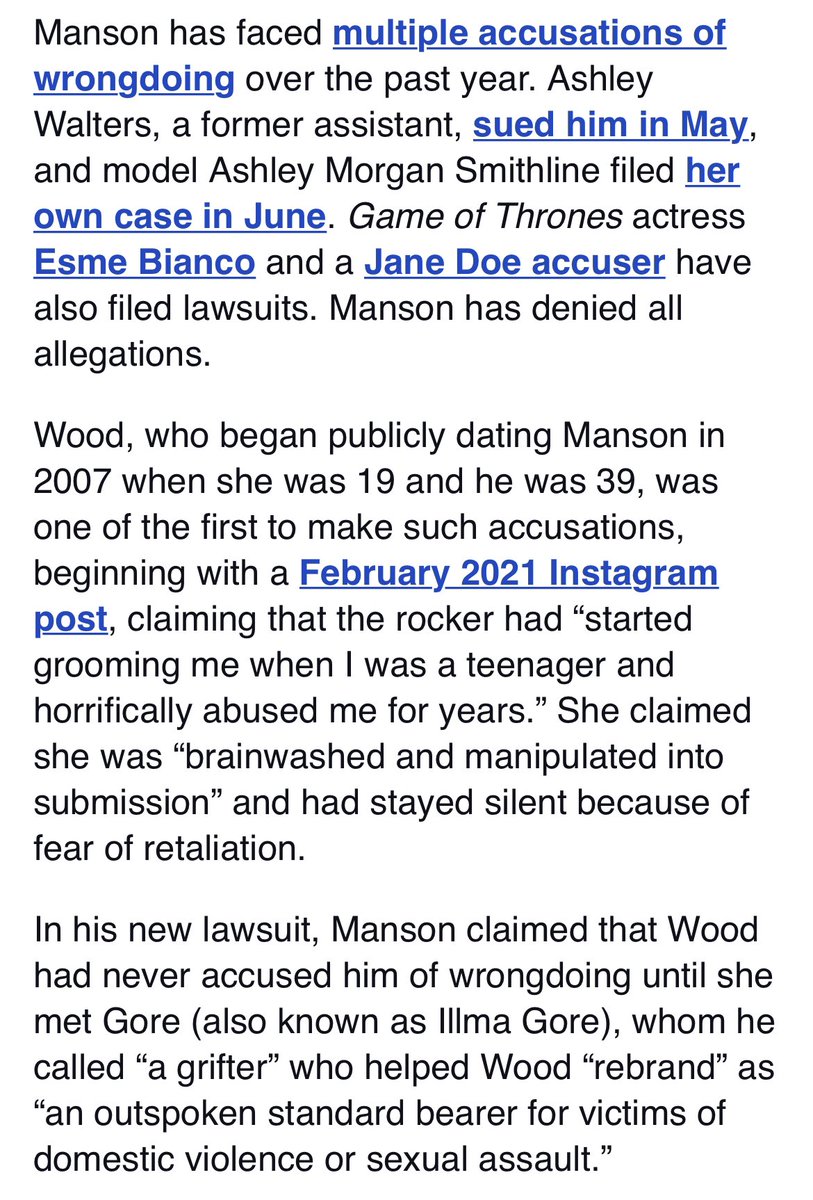 drugproblem's tweet image. Marilyn Manson is now suing Evan Rachel Wood for defamation over her claims of abuse. The Johnny Depp/Amber Heard case has bigger implications for victims coming forward than people realize. And keep in mind Depp and Manson are close friends.