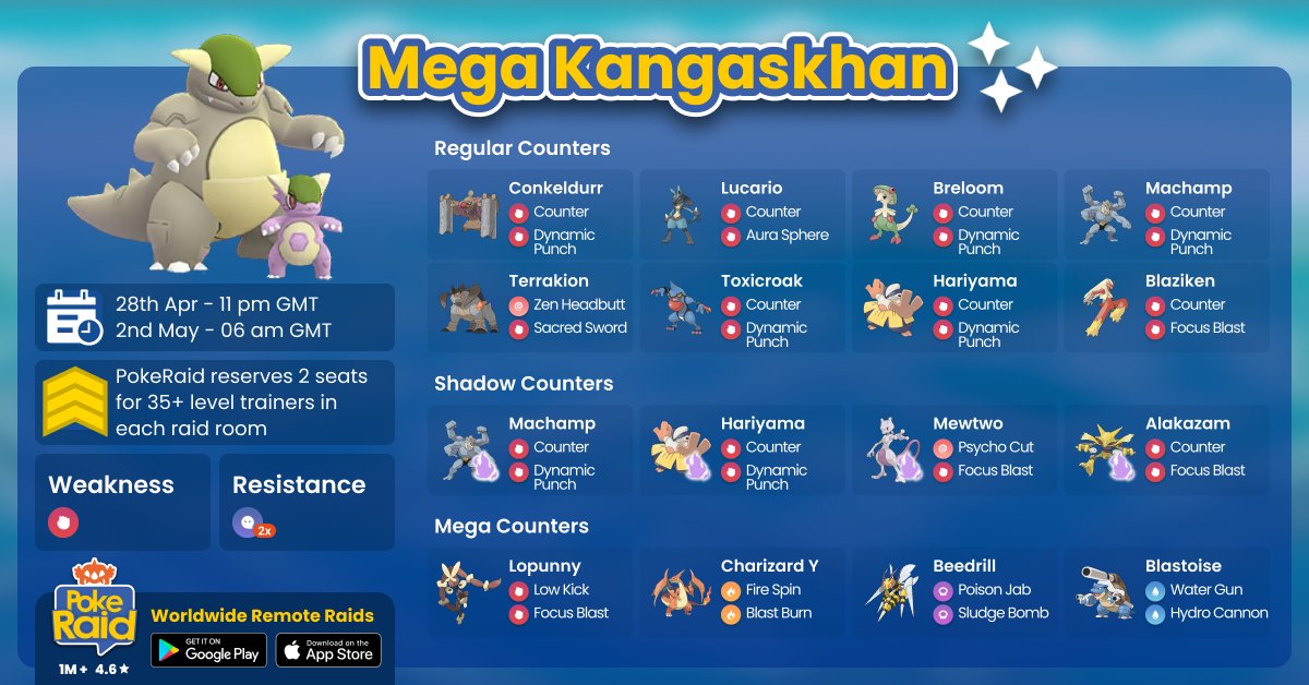 Mega Kangaskhan Counters - Pokemon GO Pokebattler