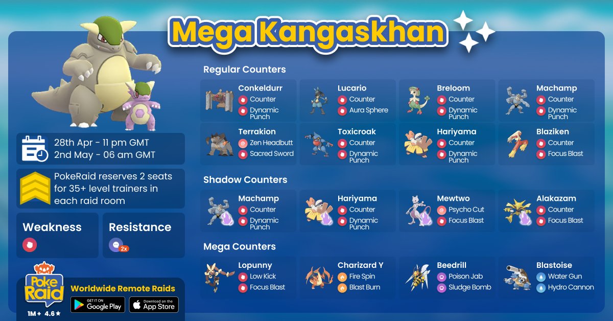 Pokémon Go - Raid de Kangaskhan - counters, fraquezas e ataques