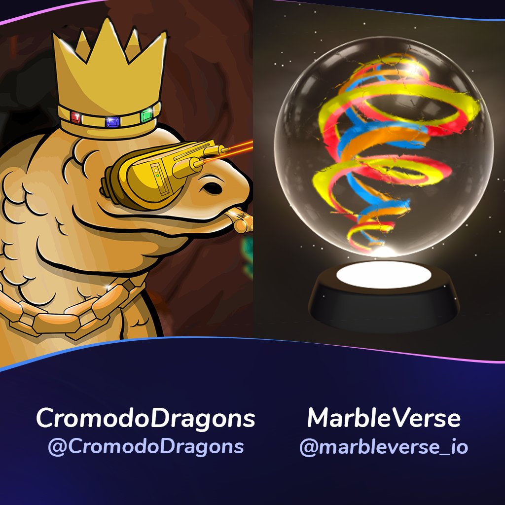 marbleverse_io's tweet photo. Celebrating our partnership with @CromodoDragons
we are giving away 1 NFT from both projects.

To enter:
1⃣❤️&amp;🔁
2⃣Follow @CromodoDragons &amp; @marbleverse_io 
3⃣Tag 3 friends
4️⃣Join https://t.co/b5LfPB2qXt

48HRS ⏰ 
#cro #crofam #CronosNFT #NFTGiveaway #cronos #CronosChain https://t.co/BDnzwimmi7