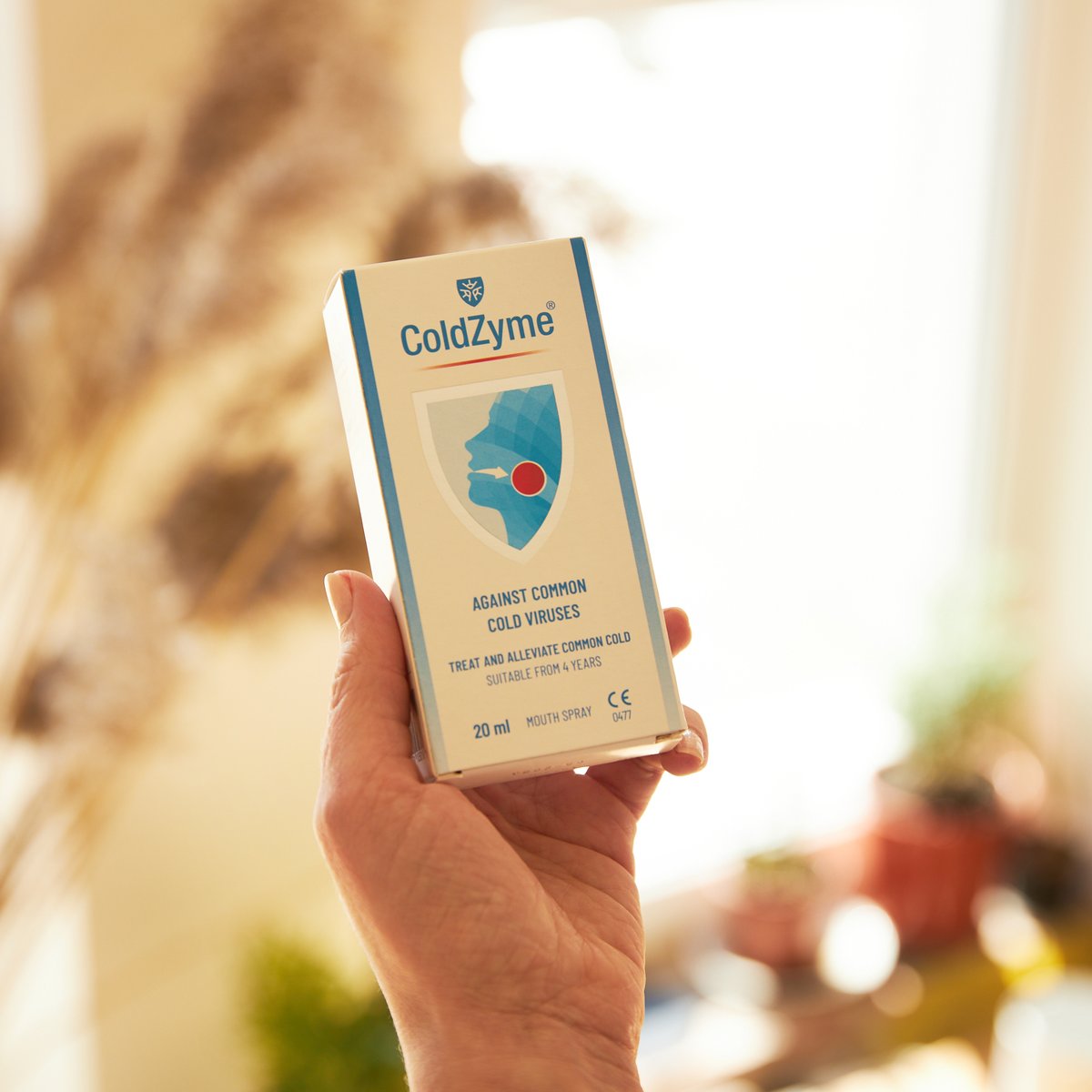 It’s a throat spray that acts against the cause of a cold, the cold virus. ColdZyme® forms a protective barrier in the throat to trap and deactivate the common cold virus, which can alleviate symptoms or shorten the duration, allowing our bodies to get rid of it naturally