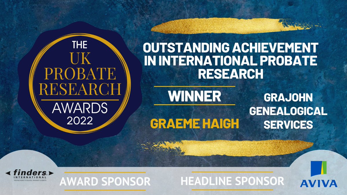 AwardsProbate's tweet photo. Graeme Haigh from GraJohn Genealogical Research wins our Outstanding Achievement in International Probate Research this year โ what a guy! ๐๏ธ #TheProbies #PRA2022 https://t.co/ntEMCfJDkE