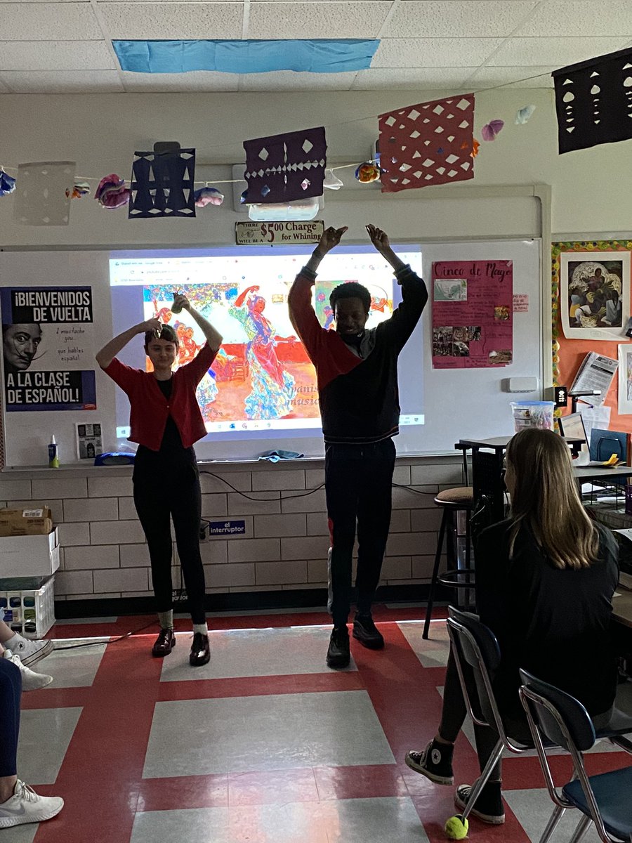 BJKURTZ's tweet photo. We are dancing the week away! Students are teaching traditional dances and explaining history, notable people, symbolism and more. @KennedyKoe2 @Junko_Yamamoto @PSMLA1 #studentteaching #koeteaching https://t.co/mAkPOvBNQI