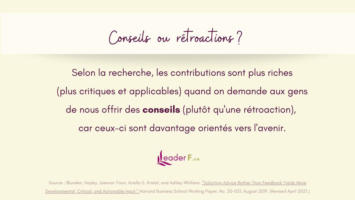 Conseils ou rétroactions?