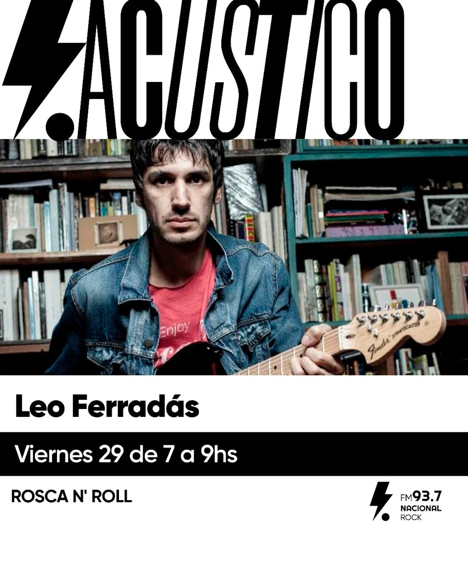 🎶 Acústico en @roscaandroll937 

Mañana viene <a href="/leoferradasrock/">Leo Ferradás</a> a los estudios de #NacionalRock para tocar en VIVO

Escuchá de 7 a 9 con <a href="/verocastanares/">Verónica</a> y <a href="/LautaroMaislin/">Lautaro Maislin</a> por FM 93.7 o nacionalrock.com