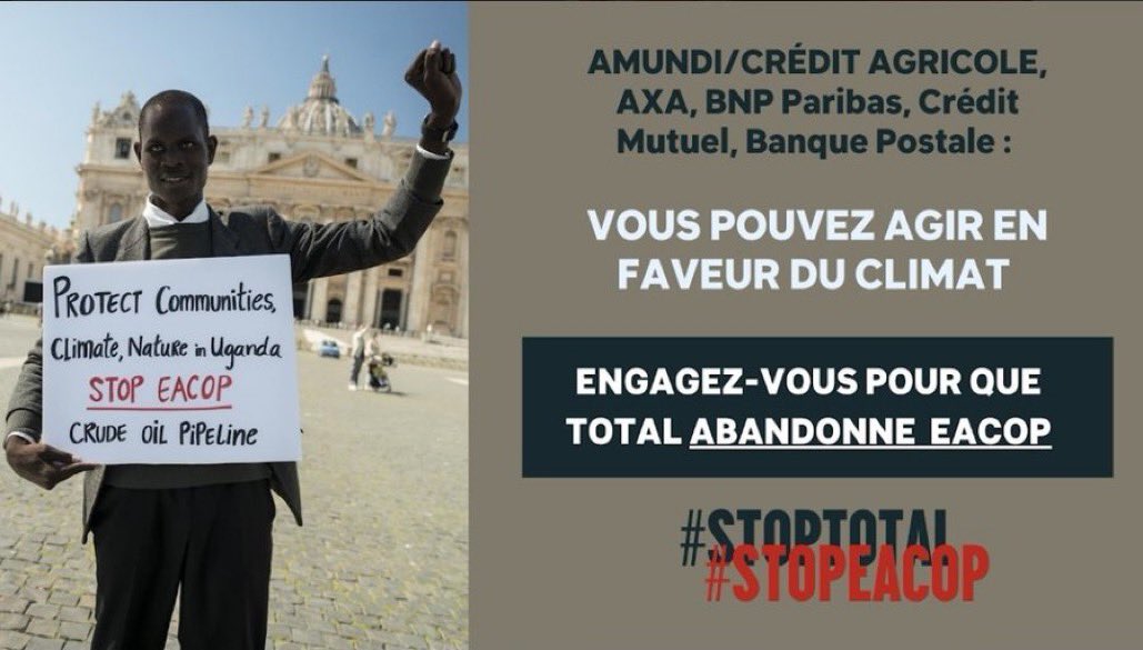 Lolabdnadriaco's tweet photo. @AXAFrance @Amundi_FR @BNPParibas @LaBanquePostale @CreditMutuel: en tant qu’actionnaires vous avez le pouvoir de faire pression sur @TotalEnergies pour de réels engagements climat. Pour stopper EACOP votez CONTRE les résolutions 6, 7 &amp; 8 ! #StopTotal #OOTT https://t.co/6oweRunR4x