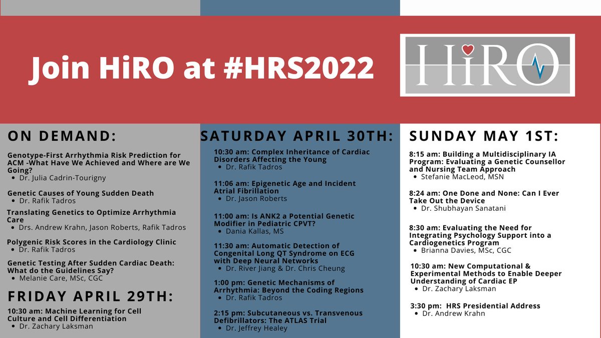 We're looking forward to #HRS2022! Check out the excellent line-up of sessions by Canadian cardiogenetics experts this weekend #cardiogen  <a href="/SCC_CCS/">CCS</a> @CANet_nce <a href="/AndrewKrahnMD/">Andrew Krahn</a>