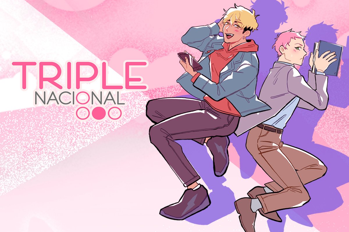 Triple Nacional es mi WEBTOON de comedia y romance (BL) universitario y si no lo han leído ahora es un muy buen momento para hacerlo 👀✨ ¡Pronto habrán noticias, ayudenme con un RT para que el cómic llegue a más gente!

Pueden leer Triple Nacional gratis en el link de abajo👌🔽