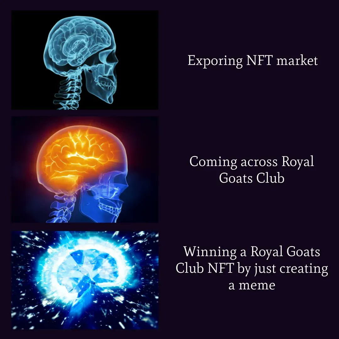 RoyalGoatsClub's tweet photo. We want to see the creative side of our community and for that, we have started a #MEMECONTEST. Create a Royal Goat Club meme, post in our discord, and battle for the most reactions! That's it. You are now eligible to win our NFT. See you in our discord.
#wintesla #NFTgiveaway https://t.co/y8uGujS80r