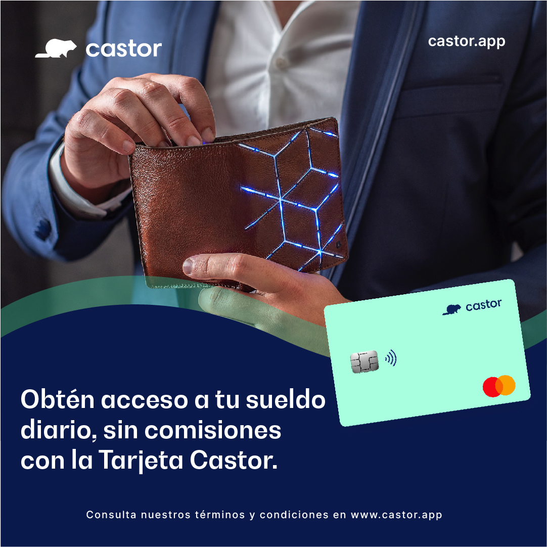 CastorSueldos's tweet photo. Con la Tarjeta Castor, obtén tu sueldo diario sin comisiones ni intereses. Conoce todos nuestros beneficios en https://t.co/nEqsKvOzeu
#castorapp #tarjetadecastor #adelantodenomina #salaryondemand https://t.co/DVBazHCHEc