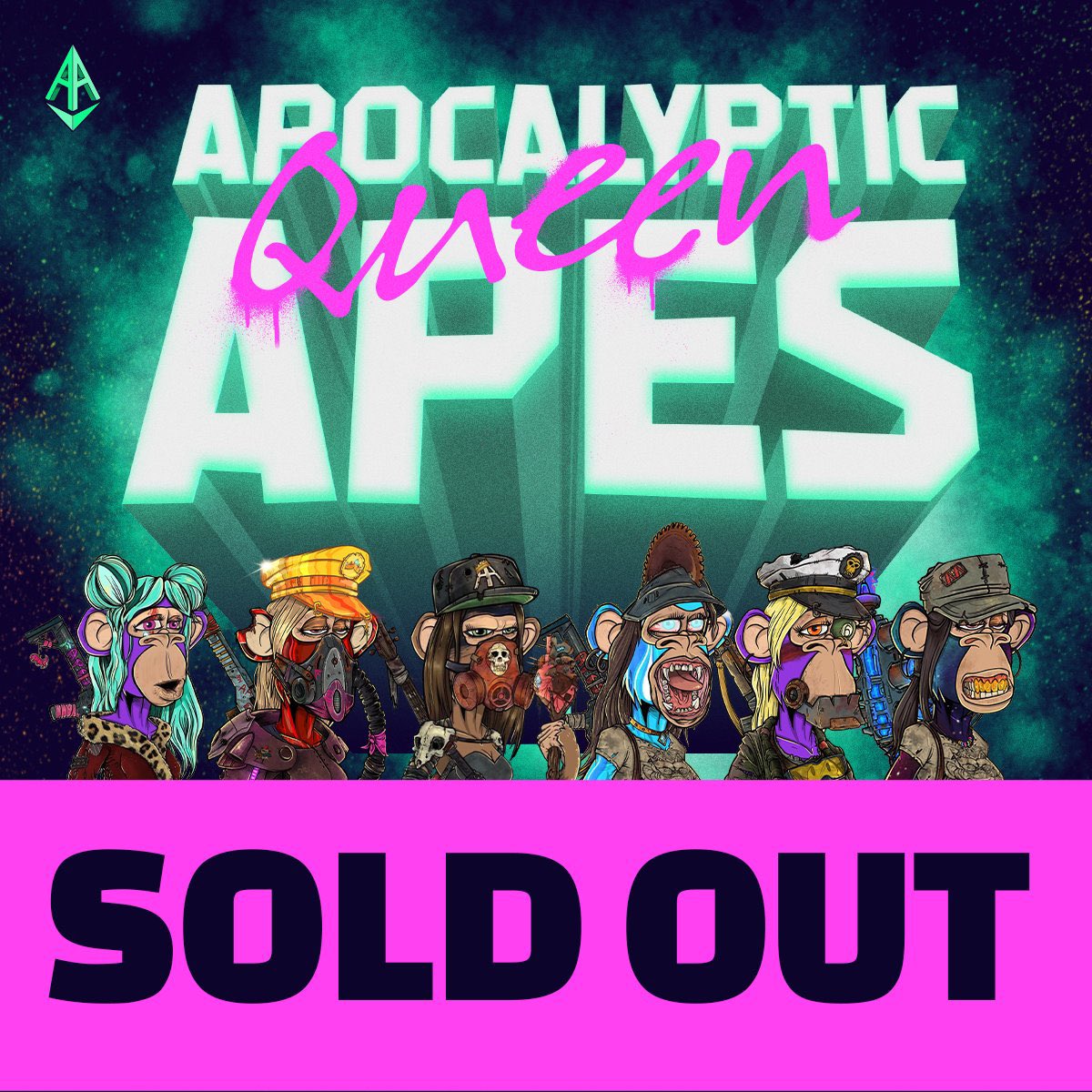 AAPEQueens's tweet photo. 👑OMG OMG OMG!!! ITS OFFICIAL GUYS…WE DID IT!!! Thank you #AAPES fam the #AAPEQUEENS have landed! WE SOLD OUT! WIN WIN WIN WIN!!! @apocalypticapes @Fityeth @kboiciuc @JillianValentin @CryptoBooty69 @TheHaddy #NFT #NFTCommunity #BAYC @hughbenjamin @jar3d_eth @creationnft_eth https://t.co/oothO6QbUq