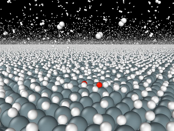Materials_Intel's tweet photo. Reactive ML molecular dynamics of 0.5 Trillion atoms on 27,336 GPUs with autonomous active learning + uncertainty + record speed + first principles accuracy that matches catalytic activity measurements https://t.co/9lBHTSKv02 @OLCFGOV https://t.co/nKnOA7ONkP