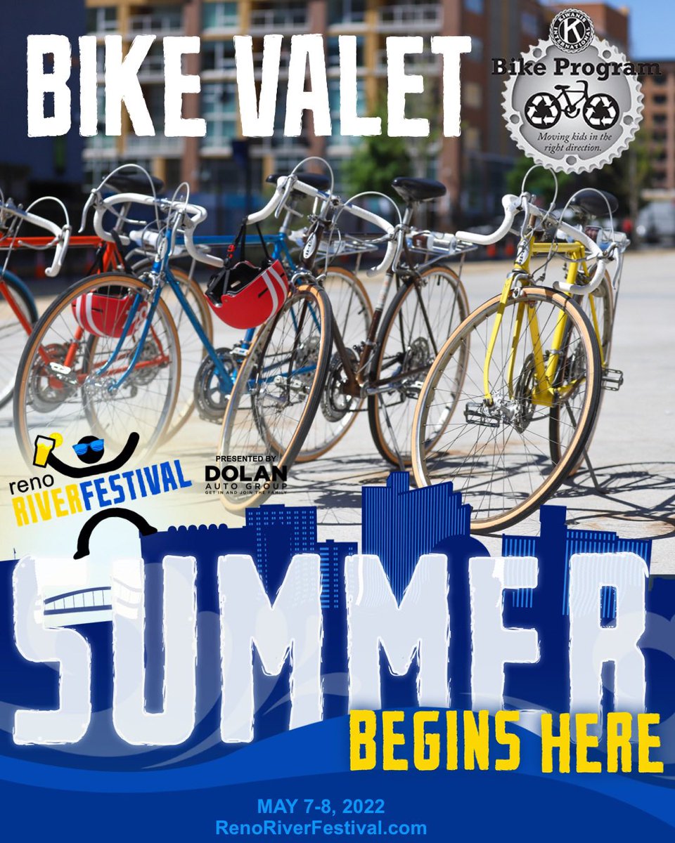 Bike to a weekend of outdoor adventure in the heart of downtown Reno! 🚲 <a href="/Kiwanis/">Kiwanis</a> is offering a FREE bike valet at RiverFest May 7-8! Enjoy the live music, grab a bite and a beer, check out the shops, and play some games all without worrying about finding a parking spot. 😎
