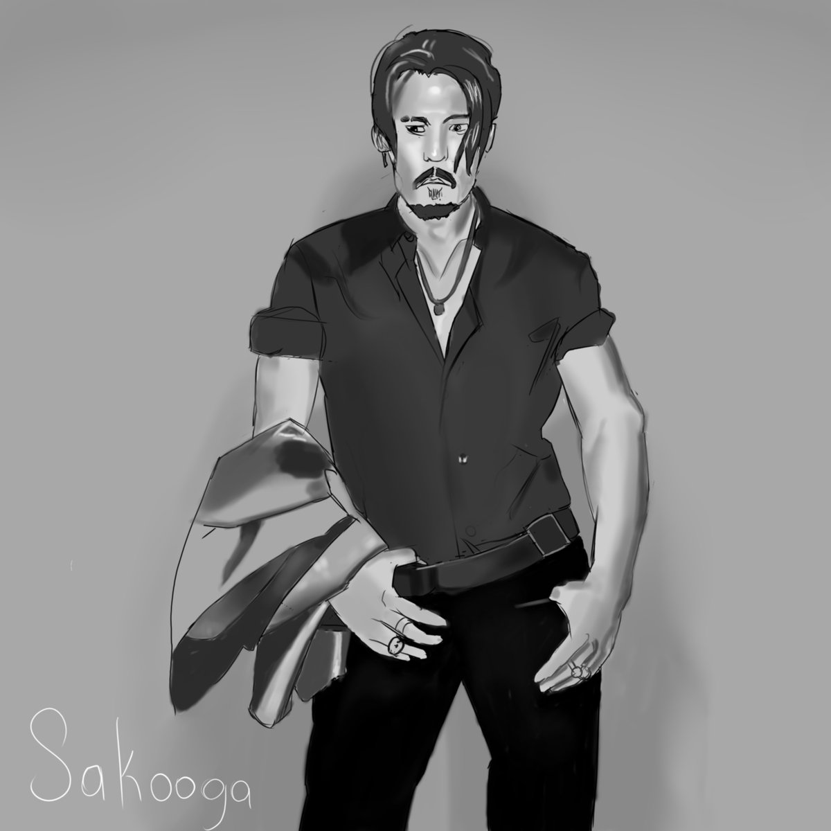 Sakooga_'s tweet photo. Painting Johnny Depp in one of his modeling roles. #JohnnyDepp https://t.co/p2KOrUJc5L