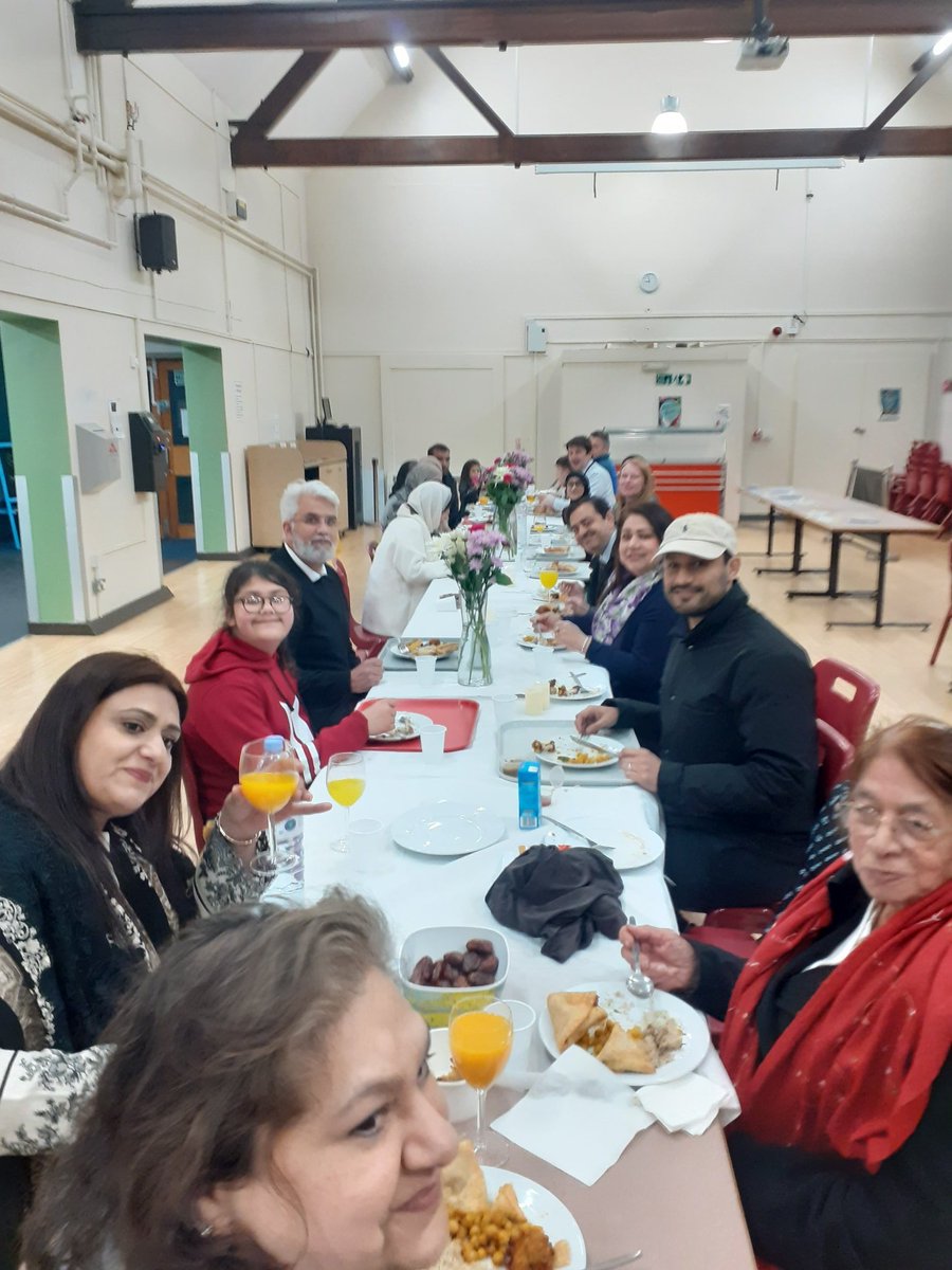 CSFChaplain's tweet photo. Such a lovely atmosphere at @BKHSBablake,Iftar. Prayer space, and then lovely food cooked by the Bengal Delight and brought in by some of our guests. Bishop Christopher and Dr Deneal Smith served the food to our 40+ guests. A really enjoyable evening .@CofE_Cov #iftar https://t.co/3kbNPxhpsB
