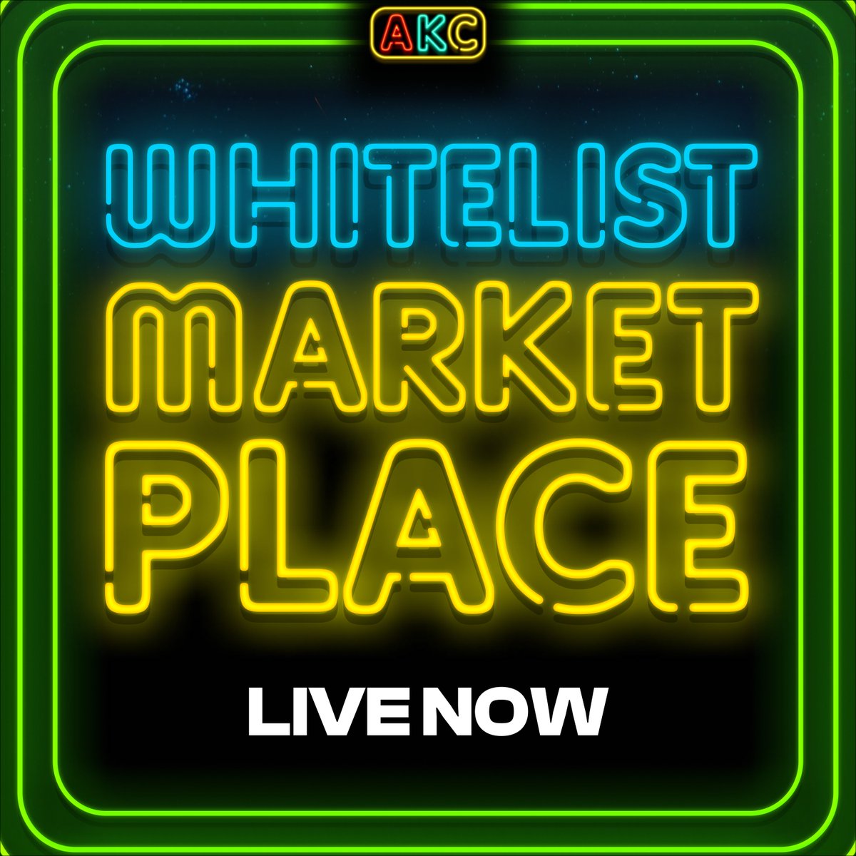 The whitelist marketplace is live right now! 🚀

Go to the AKC dashboard and see which WL spots you can buy with your $AKC.

Share your first WL win, retweet and tag 2 friends to win 100 $AKC