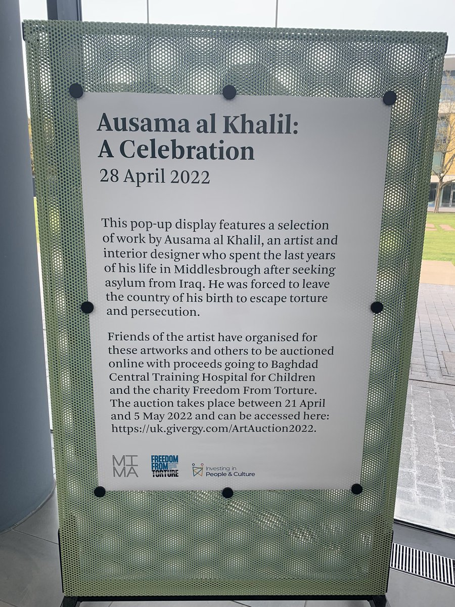 snierhoff's tweet photo. Thank you @mimauseful for hosting tonight’s beautiful exhibition celebrating the life and work of Ausama al Khalil in support of @FreefromTorture. So wonderful to be able to see all of Ausama’s amazing artwork. There is still time to bid in the auction at https://t.co/YdkBT5oJEh https://t.co/OimWEsbtbH