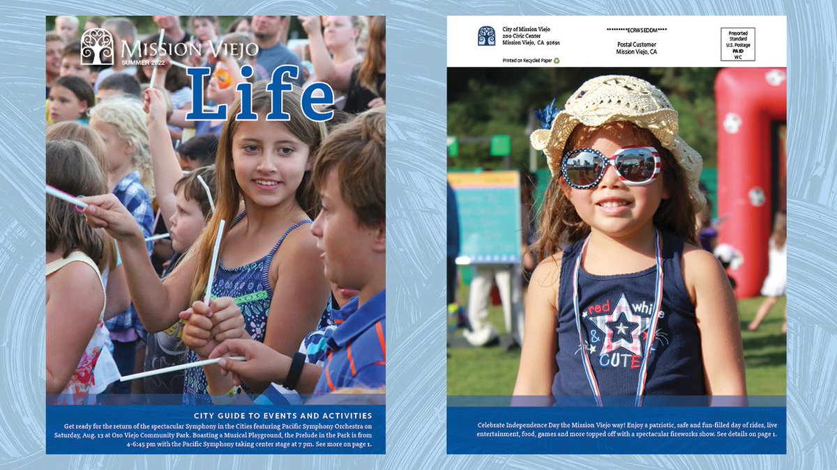 MissionViejoCA's tweet photo. The summer edition of Mission Viejo Life is now online – offering information about summer camps, a variety of classes for all ages, and special events spanning the next few months.
Check it out today at https://t.co/ODPdbHj0A2
#missionviejolife #mvlife https://t.co/zINhFNOKzp