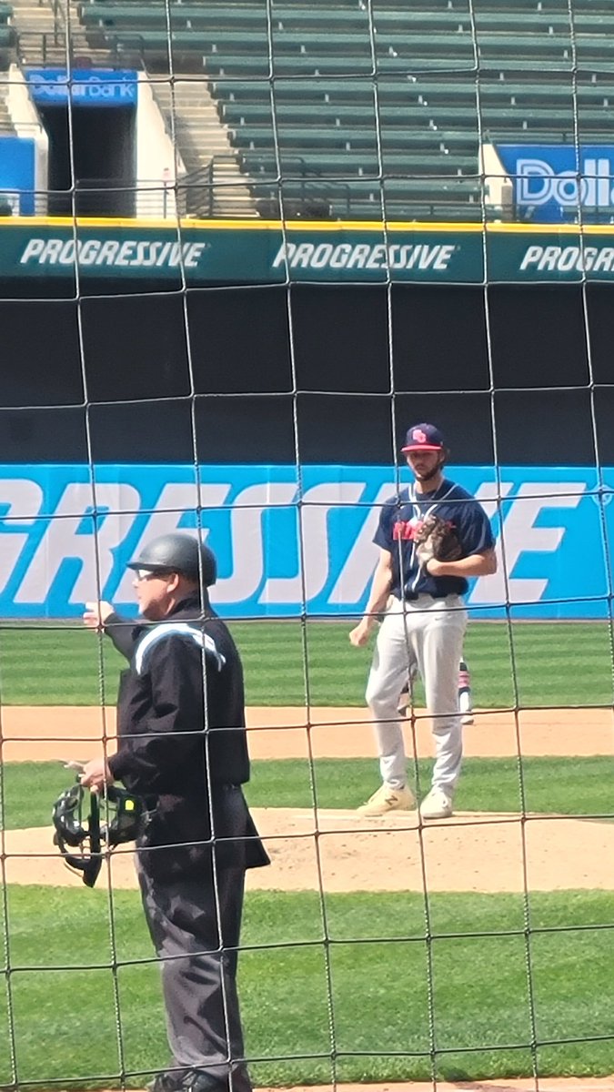 <a href="/JacobKocuba/">Jacob Kocuba</a> taking the mound in the 8th inning at Progressive Field. Hiram played John Carroll there today.