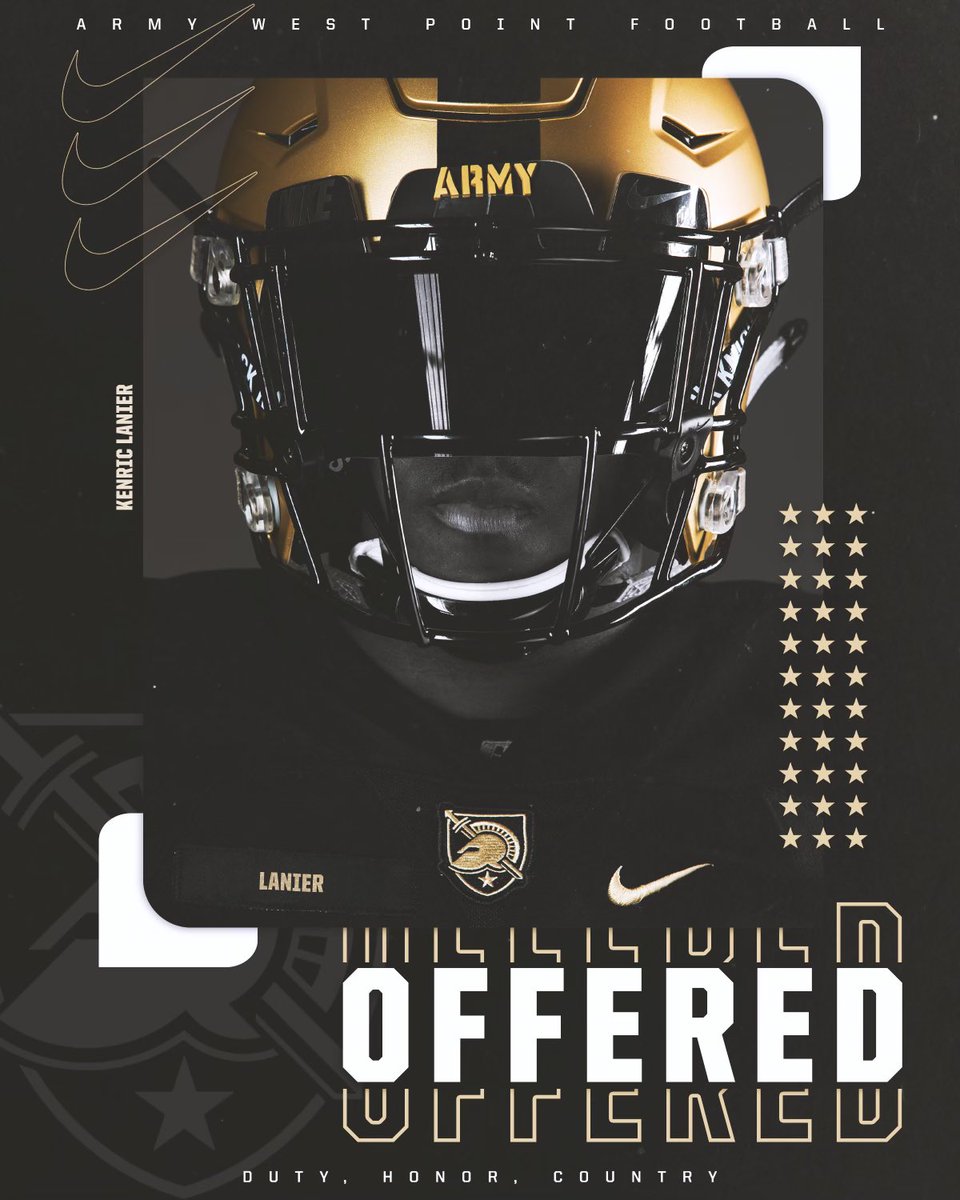 #AGTG Blessed to receive an offer from Army West Point <a href="/CoachJeffMonken/">Jeff Monken</a> <a href="/CortBraswell/">Coach Cort Braswell</a> <a href="/RecruitGeorgia/">Recruit Georgia</a> <a href="/dareu_i/">i-DareU Academy Inc.</a> <a href="/JayChampNews/">Jay Phillips</a> <a href="/GeorgiaPrepMag/">Georgia Prep Journal</a> <a href="/Rivals/">Rivals</a> <a href="/247recruiting/">247Sports Recruiting</a> <a href="/D1Factory/">D1Factory</a> <a href="/CoachFelton1/">Coach Felton</a> <a href="/AllenTrieu/">Allen Trieu</a>