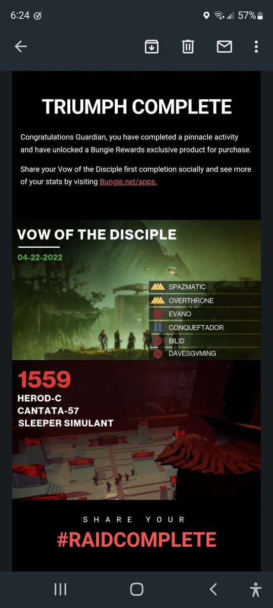 DAVESGVMING's tweet photo. Aye we did it w/ our first completion w/ @spazmatic2010 & the guys. #Destiny2WitchQueen #RaidComplete. https://t.co/5FY54pJoQ1