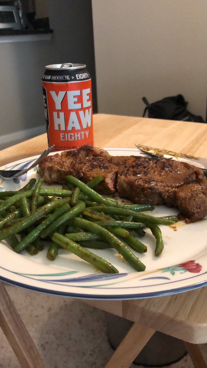 VogelTN's tweet photo. Not the sexiest plate but I think that’s gonna be one of the best steaks I’ve made. Gotta follow it up with something from @YeeHawBrewing https://t.co/oiHWCrI59h