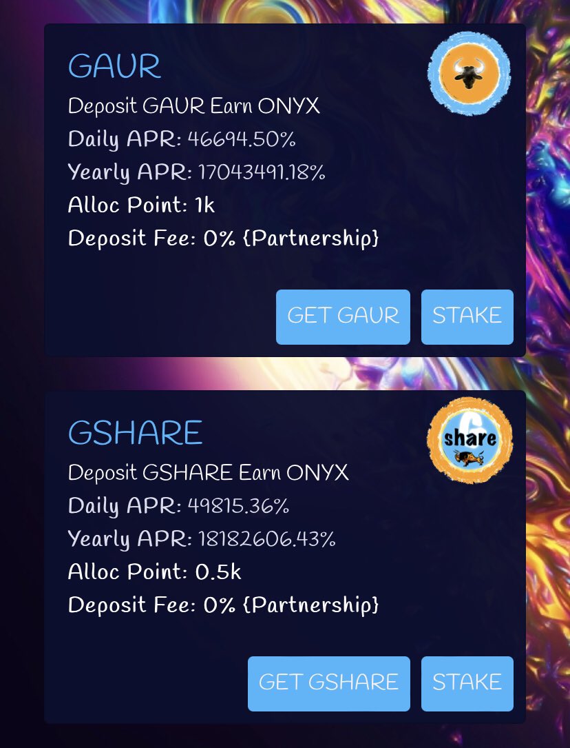 GaurMoney's tweet photo. $GSHARE is also now available to stake on our partner’s website, https://t.co/3lnOhB6uUd, for their genesis pools! Get your $GAUR and $GSHARE ready for this one! 👍👏🙌 #GAUR #GSHARE #GaurMoney #Cronos #CronosChain #Onyx #OnyxMoney https://t.co/tR6jSGJ5IX