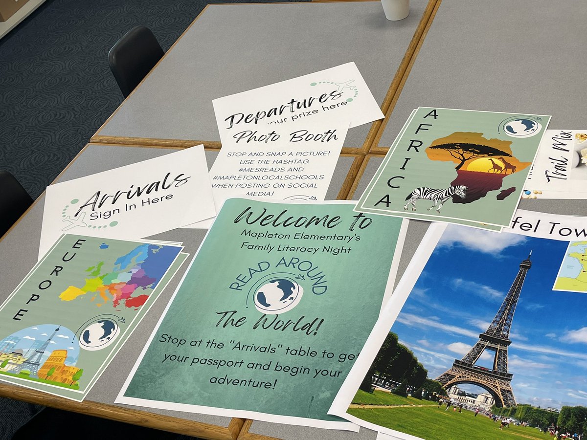 swanson_cassie's tweet photo. Prepping for our Family Literacy Night next week!! #readaroundtheworld #mesreads https://t.co/FXH2gIPvtp