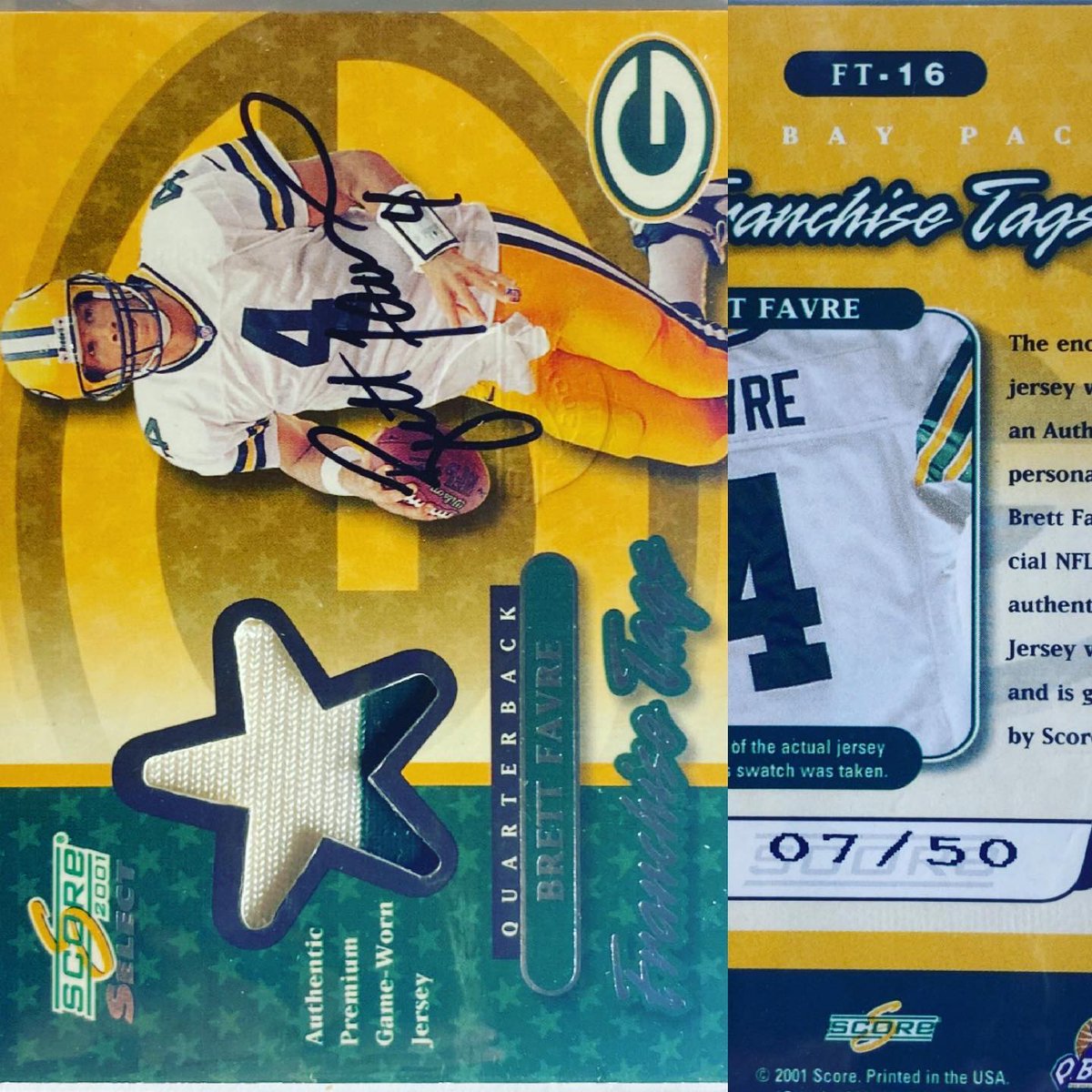 ryryweber1's tweet image. 2001 Select Franchise Tags Brett Favre Game Worn Patch Auto #7/50

#patchauto #oncardauto #brettfavre #brettfavrecards #greenbaypackers #footballcards #whodoyoucollect #nextgem