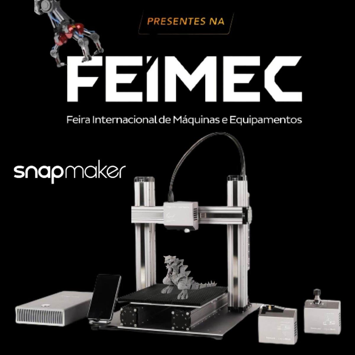 snapmaker's tweet photo. Snapmaker is now at International Machinery and Equipment Exhibition (FEIMEC) in Brazil.
Meet our booth at A104, represented by https://t.co/5hc1zJWocN
-MAY 03-07, 2022 // 10 AM TO 7 PM
-São Paulo Expo Rod. dos Imigrantes - KM 1,5
#FEIMEC https://t.co/nAYgONDwV1