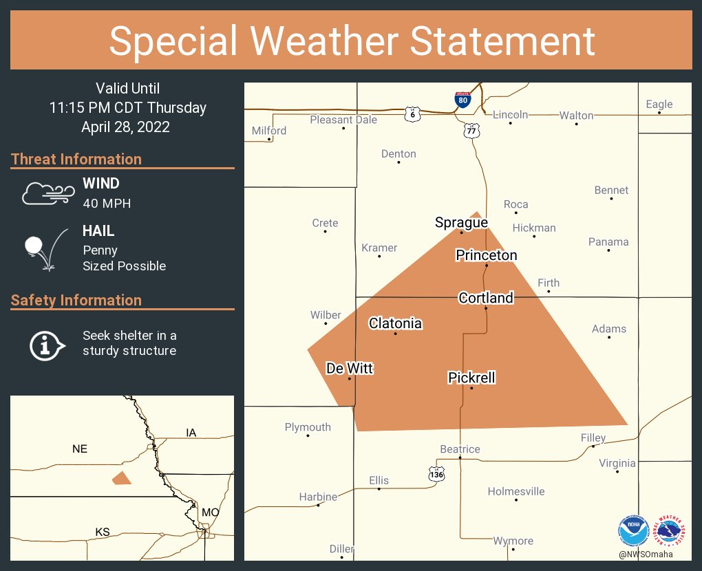 NWS Omaha on Twitter "A special weather statement has been issued for De Witt NE, Cortland NE