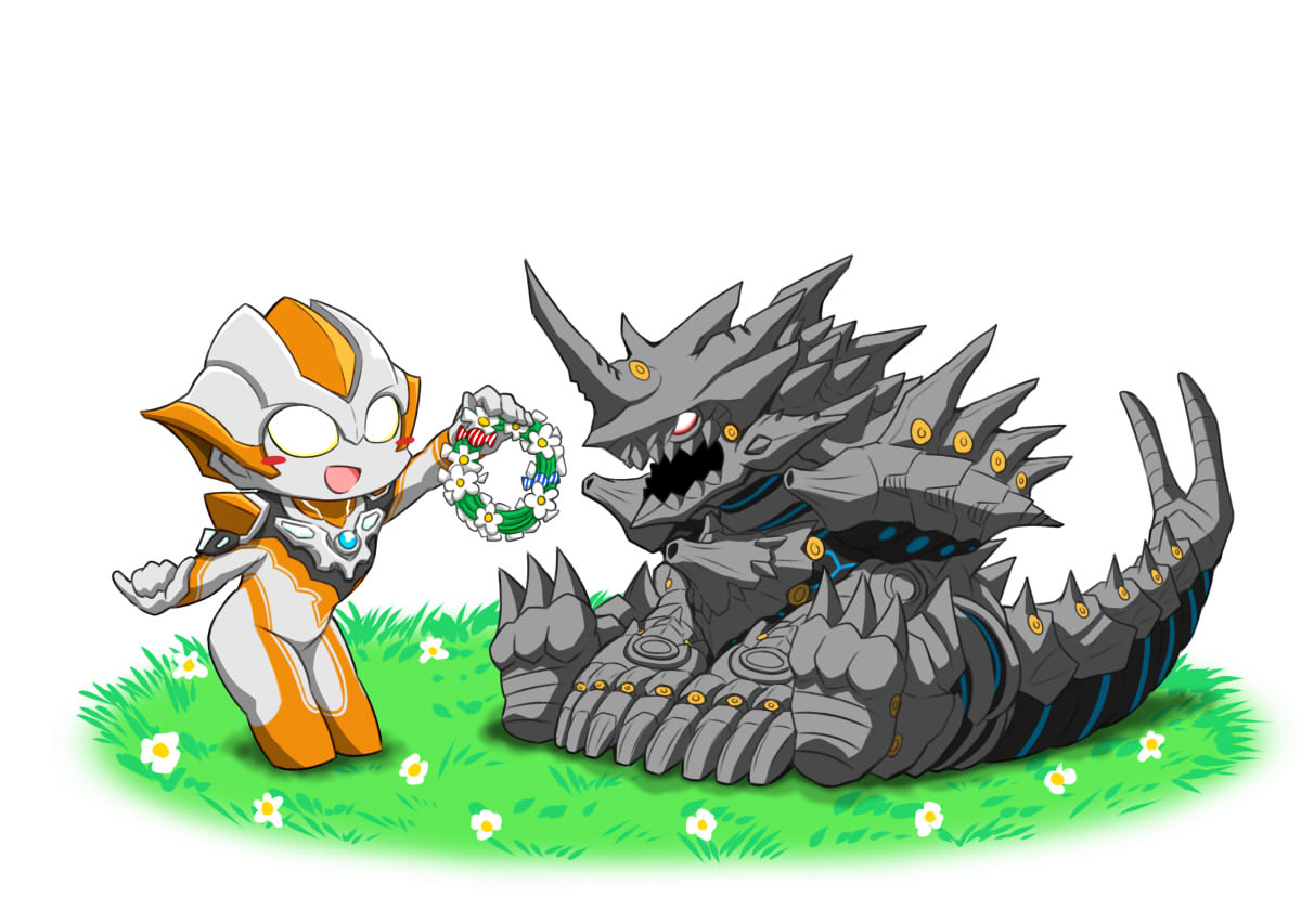 flower no humans chibi robot grass sitting open mouth  illustration images