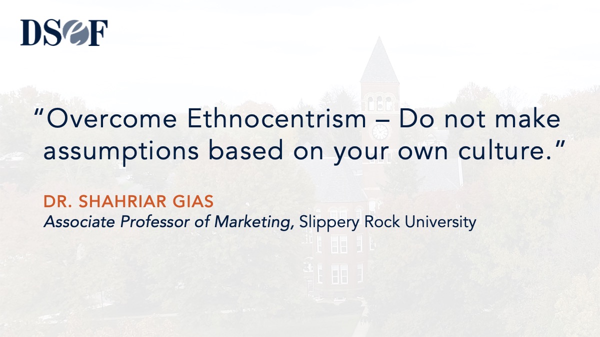 TheDSEF's tweet photo. Rocio Garcia-Lara (@PrincessHouseCo) and Dr. Shahriar Gias (@slipperyrocku) share their expertise on "Doing Business in Cross-cultural Settings" with students at Slippery Rock University. Thank you for educating students about #business! https://t.co/zwPOvd8vYW