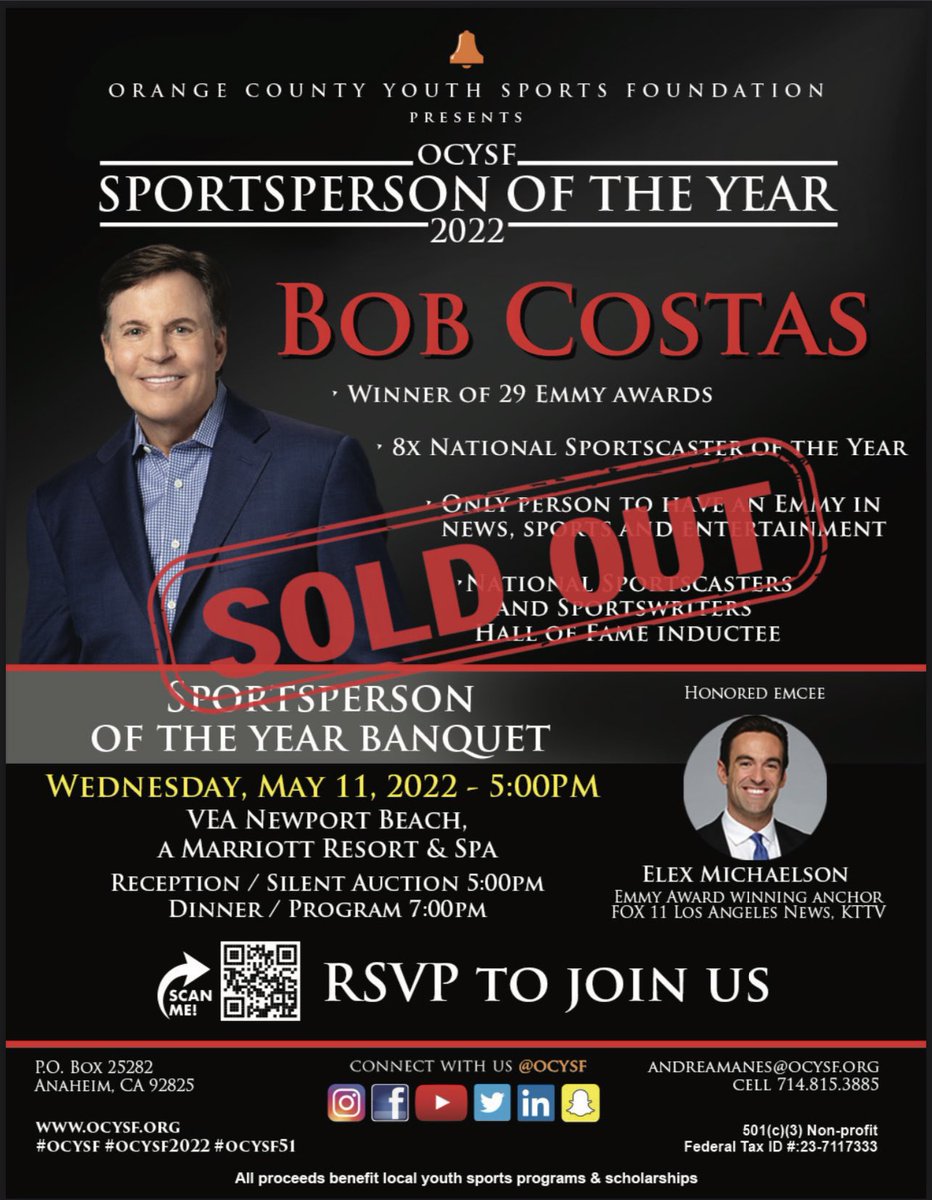 🚨 SOLD OUT 🚨 
.
.
.
#OCYSF #OCYSF51 #OCYSF2022 #BobCostas 🏆 <a href="/Elex_Michaelson/">Elex Michaelson</a> 🎤
