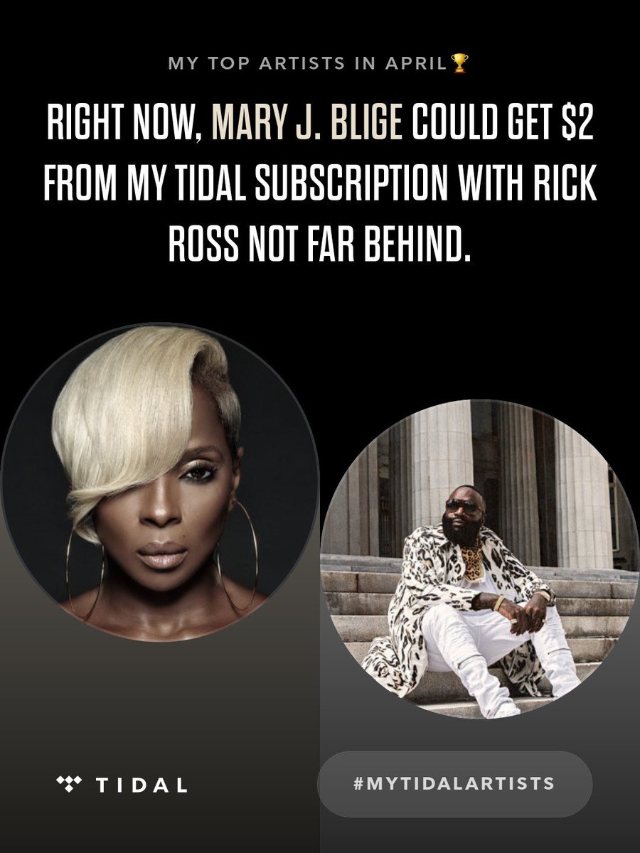 rockwyld's tweet photo. My top two artists on @TIDAL so far in April are @maryjblige and @RickRoss. #MyTIDALartists https://t.co/HzPwVMB1Fq