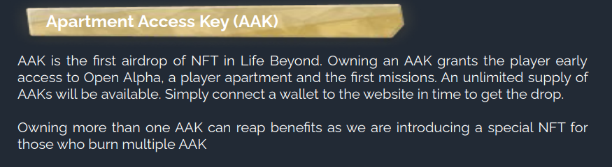 Beware_of_loss's tweet photo. #LifeBeyond
今Life BeyodのWebページにログインして、ウォレット接続しておくと、Apartment Access KeyのNFTエアドロップ受けられるらしいです！
とりあえずやっておいて損はないやつだとおもいますので、興味のあるかたはやってみてもいいかもしれません！ https://t.co/prngrRZsRc
