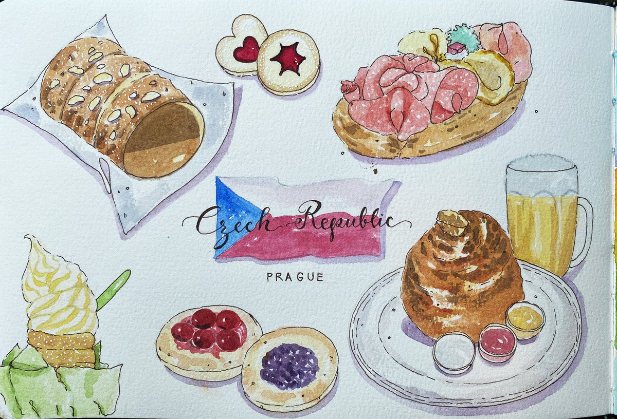 marissara_k's tweet photo. Food tour in prague #Watercolor #watercolorpainting #foodies #Prague https://t.co/8hljUtxYKc