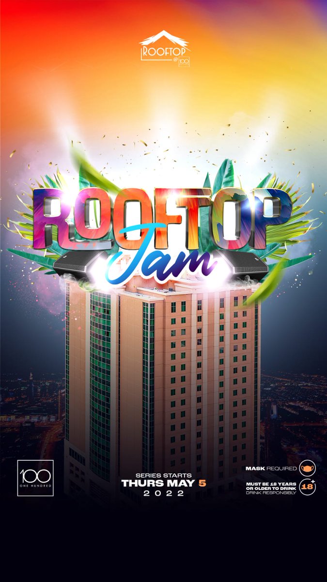 TallsomeLee's tweet photo. Rooftop Jam! 🎉
Come For The Soca 🎵 | Vibes 💃🏽 | Rum 🍹 

@ 100 Hope Road 
Next &amp; Every Thursday! 

#RooftopJam
#100Rooftop
#CarnivalTabanca ✨

@zimient @socatherapyja @BloodlineFranco https://t.co/z009lhUPOx
